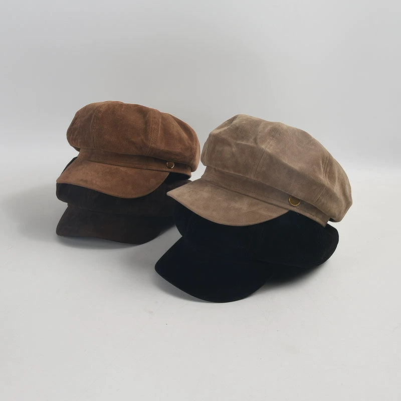 キャスケット 英国レトロスタイル Maillard Suede Cap